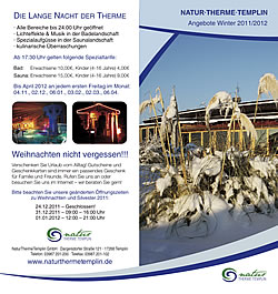 NaturThermeTemplin Winter 2011 Flyer NaturThermeTemplin Winter 2011 Flyer